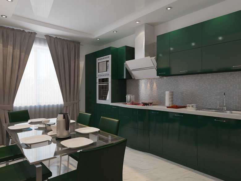Бело-зеленая кухня: летнее настроение в дизайне кухонного гарнитура и интерьера