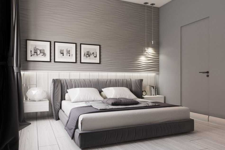 Спальня в серых тонах (121 фото): дизайн интерьера с серой кроватью, идеи в бело-сером цвете, примеры в серо-коричневых оттенках