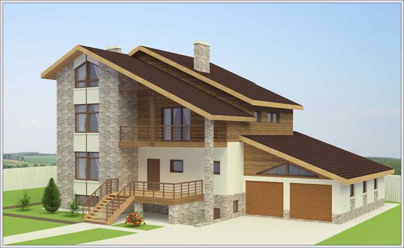 Проекты домов с цокольным этажом и мансардой: двухэтажный особняк с цоколем, небольшие мансардные постройки