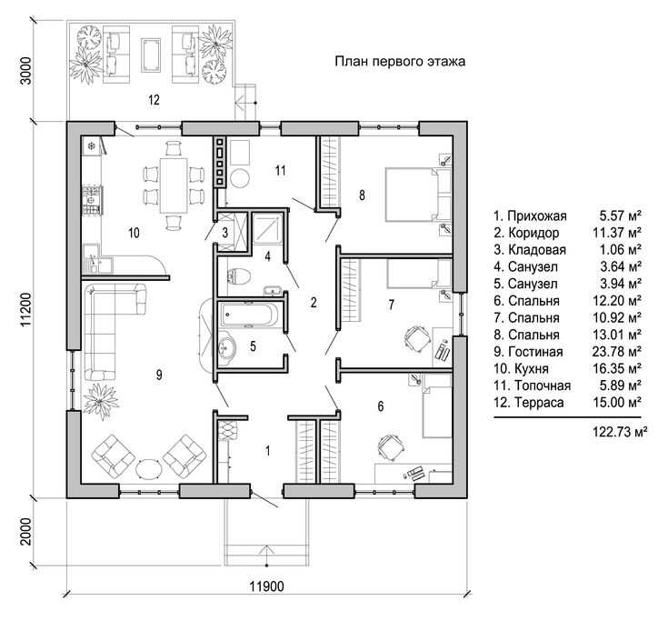 Проект дома 10 на 12 одноэтажный: планировки от расположения комнат до идей по оптимизации пространства, чертежи