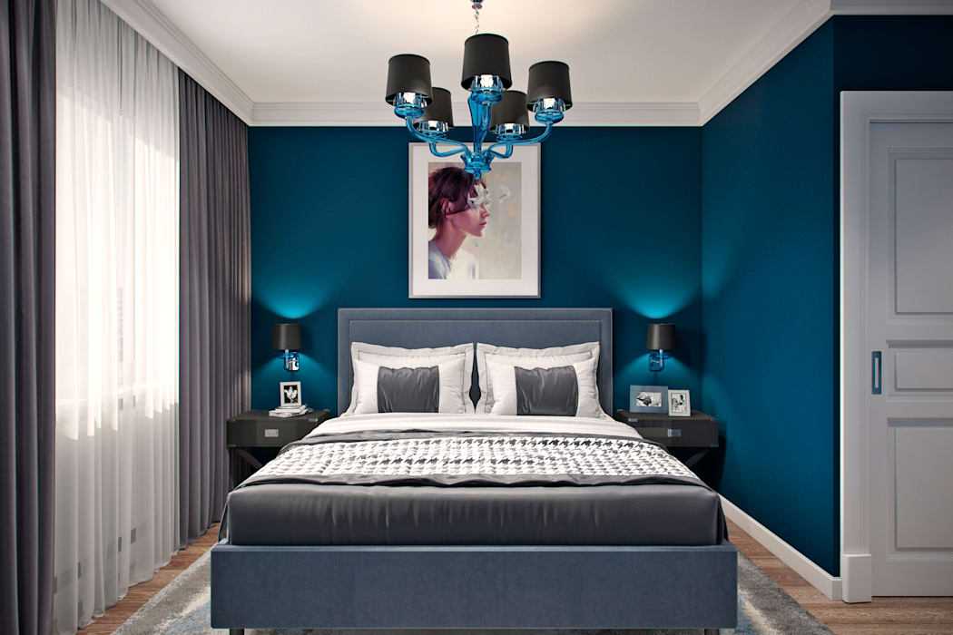 Голубая спальня – идеальное воплощение романтики! - 89 фото примеров