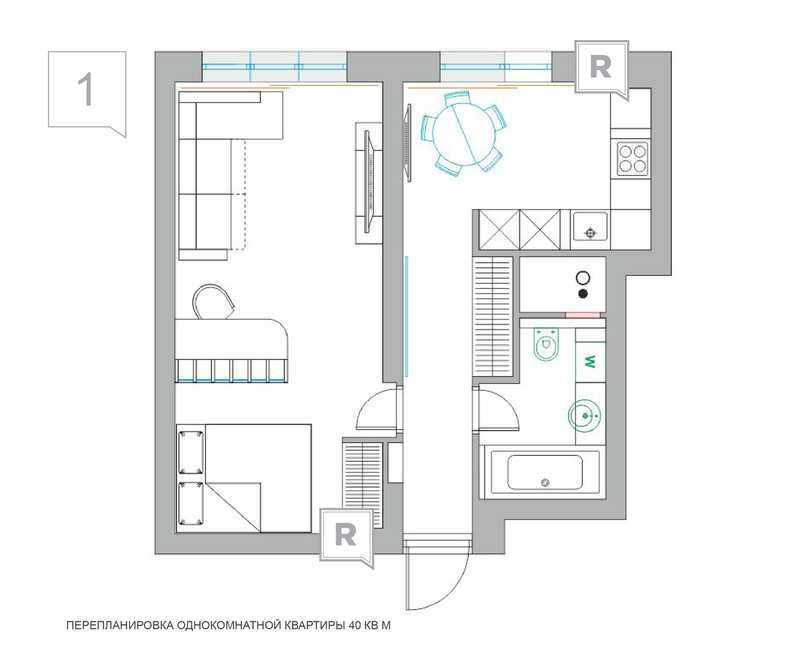 Планировка и дизайн однокомнатных квартир