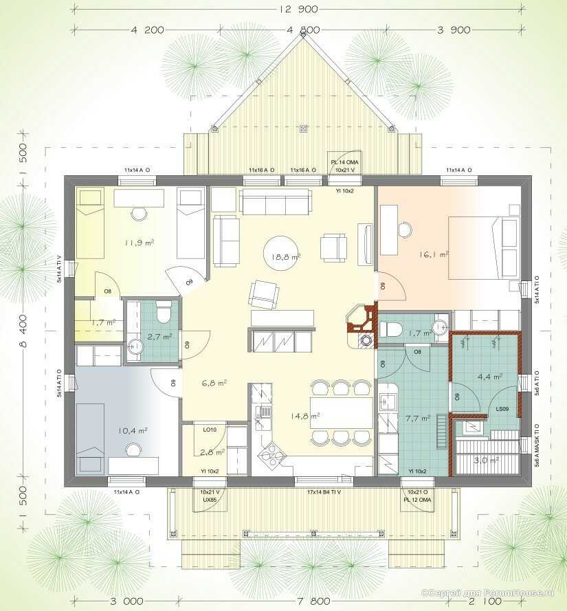 Проекты одноэтажных домов с мансардой (71 фото): коттедж площадью 150 кв. м с тремя спальнями, планировка дома до 120 квадратов
