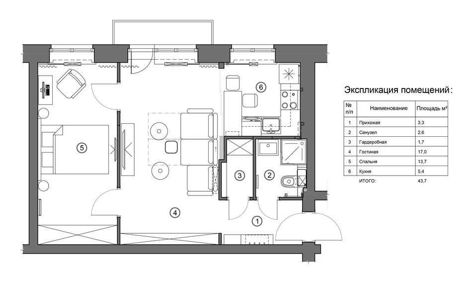 Дизайн 2х комнатной квартиры 44м2 хрущевка без перепланировки фото