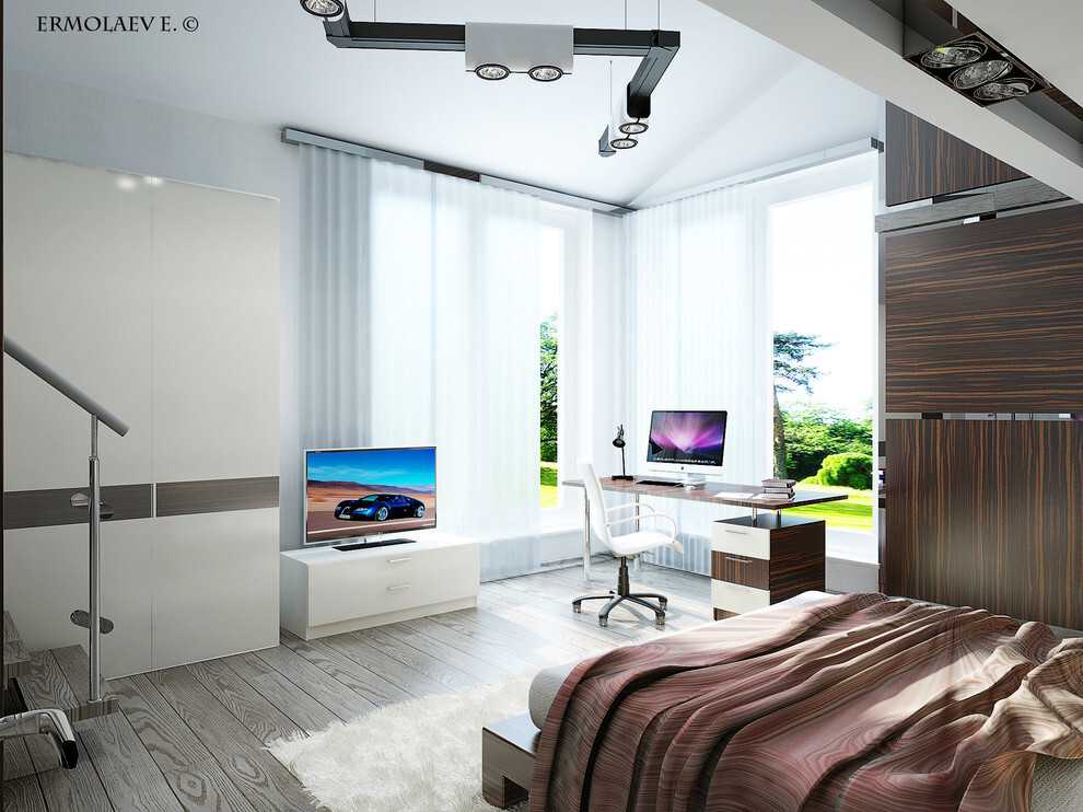 Идеи для красивого дизайна интерьера спальни в стиле хай-тек и как лучше оформить