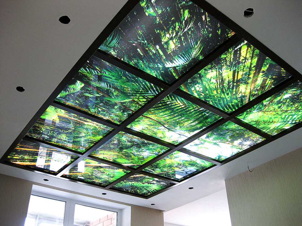 Как сделать стеклянный потолок своими руками, какой выбрать: с фотопечатью, из акрилового стекла, светопрозрачный или армстронг, подробнее на фото и видео
