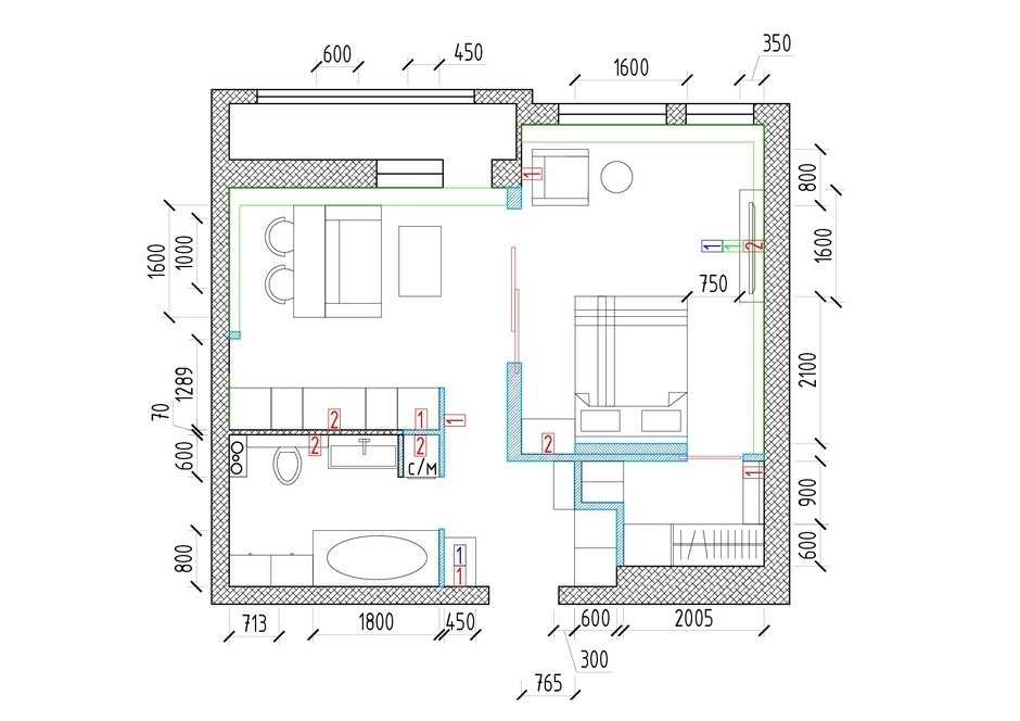 Планировка однокомнатной квартиры 30-40 кв. м. с фотографиями