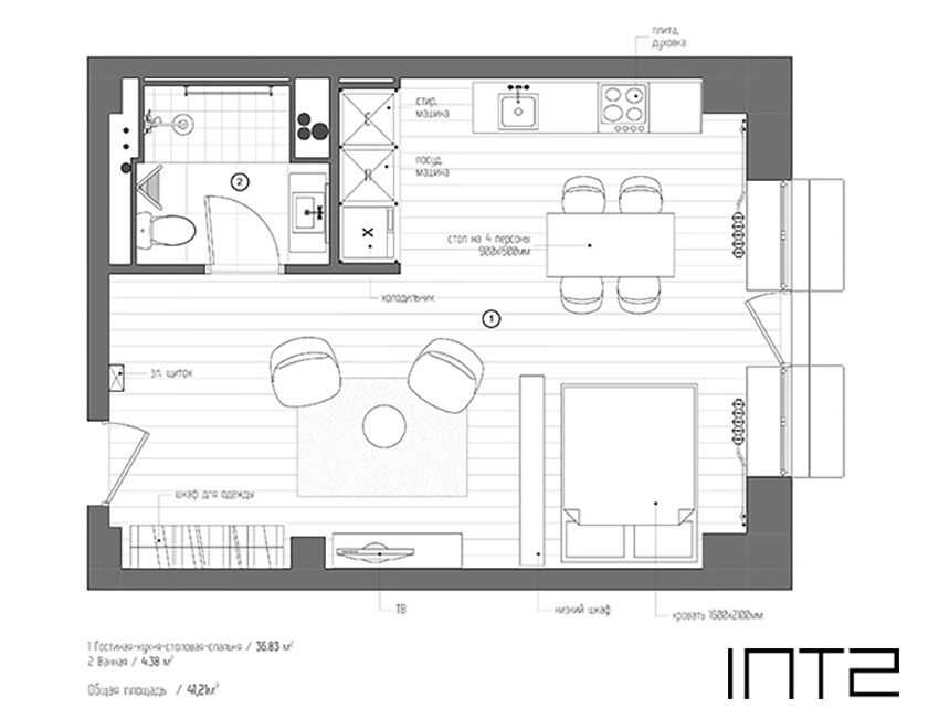 Как продумать планировку и зонирование пространства в двухкомнатной квартире площадью 100 кв.м Какие варианты оформления интерьера есть в таком случае На какие тонкости нужно обратить внимание