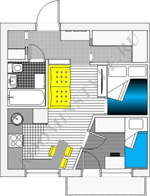 Дизайн двухкомнатной «хрущевки» площадью 43 кв.м: идеи оформления интерьера