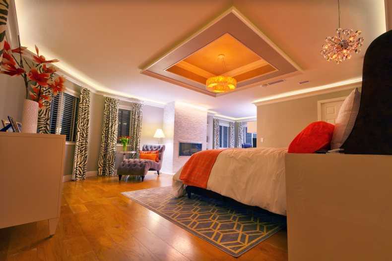Натяжной потолок в спальне (93 фото): идеи дизайна- и освещения одноуровневых потолочных покрытий с 3d рисунком