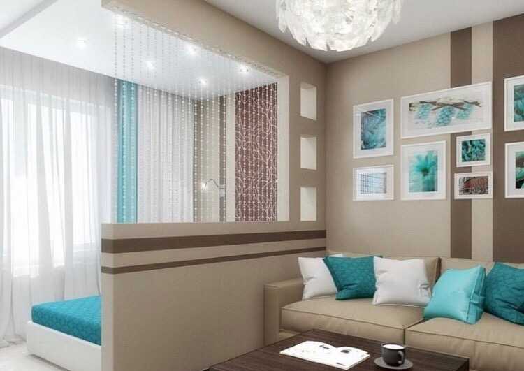 Оформление интерьера комнаты в однокомнатной квартире с кроватью
