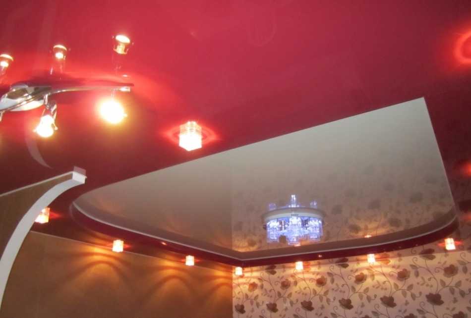 Двухуровневые натяжные потолки (100 фото) - идеи дизайна потолков в разных комнатах