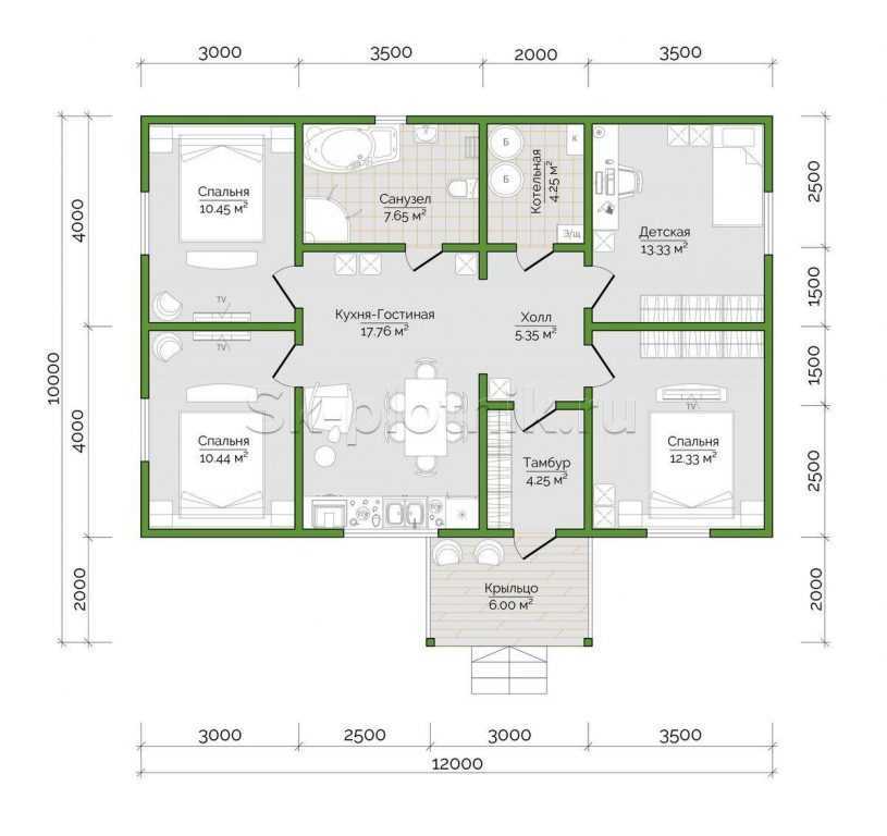 Планировка дома 12 на 12 — обзор лучших идей и типовых проектов квадратных домов (130 фото)