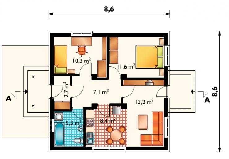 Дом 6 на 8: планировки, проекты с мансардой одно и двухэтажных домов