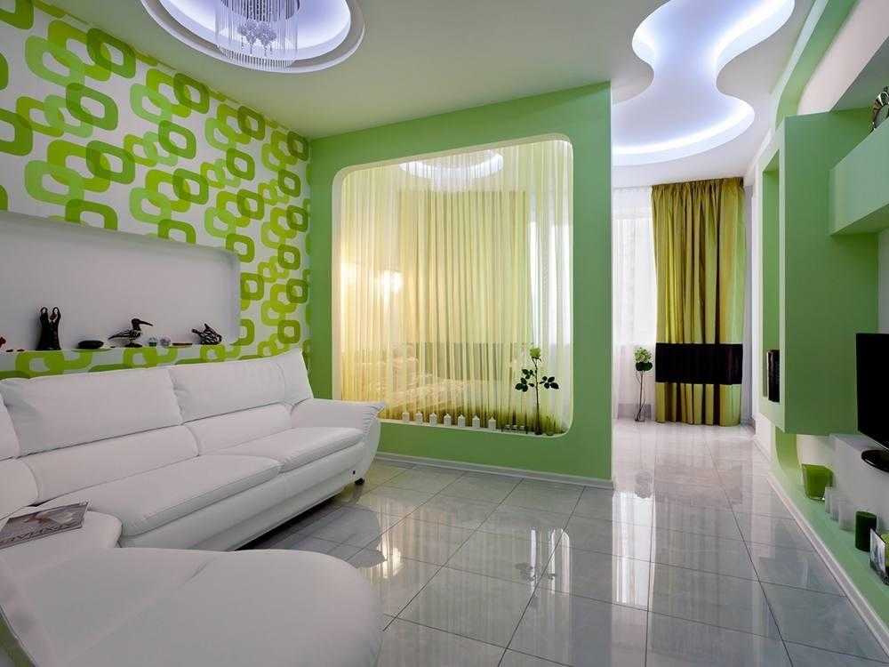 Зеленые обои в интерьере комнат: 75 фото примеров дизайна