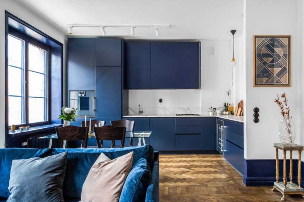 Дизайн кухни в голубом цвете: 70+ фото примеров