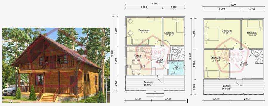 Двухэтажные дома 10 на 10: проекты и виды планировки строений из газобетона, пеноблоков, кирпича, бруса, с гаражом и без
