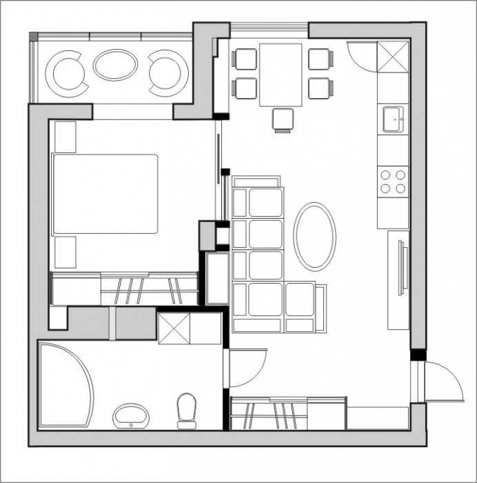 Перепланировка однокомнатной квартиры (59 фото): проект обустройства 1-комнатной студии в двухкомнатную, примеры и варианты переделки квартиры маленькой площади