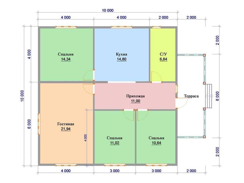 Планировки больших одноэтажных домов 10 на 12 метров: чертежи