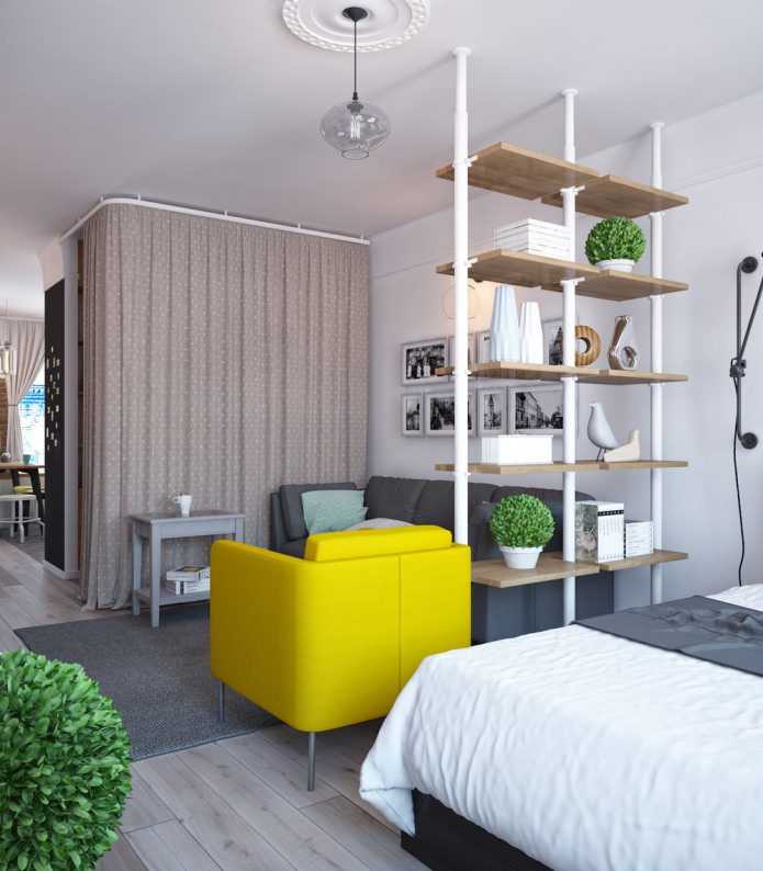 Правильное зонирование однокомнатной квартиры: как разделить на две и больше, перегородка в однушке, дизайн, идеи и примеры, фото