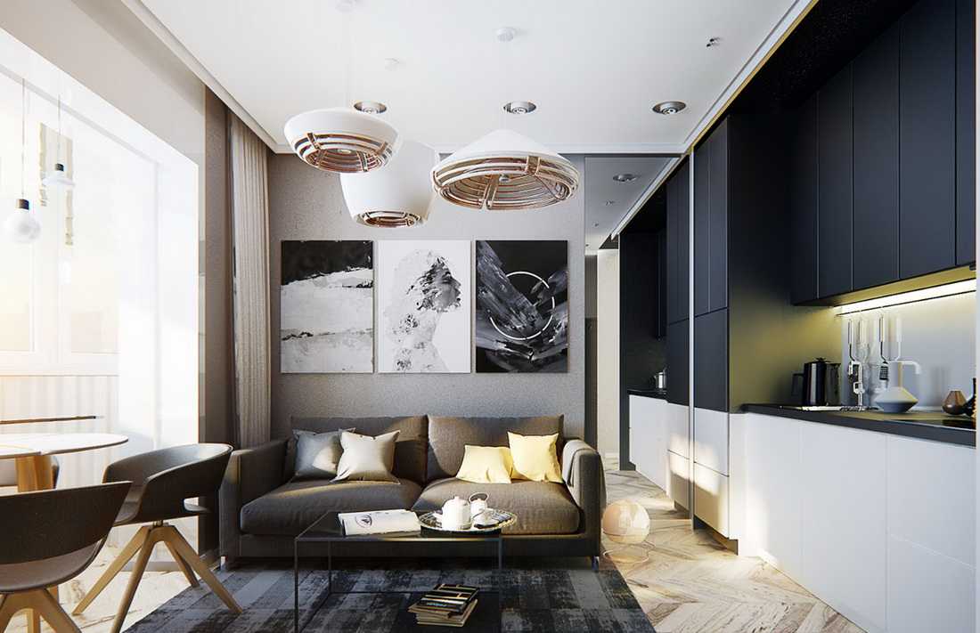 Дизайн однокомнатной квартиры 33 кв.м. (90 фото)