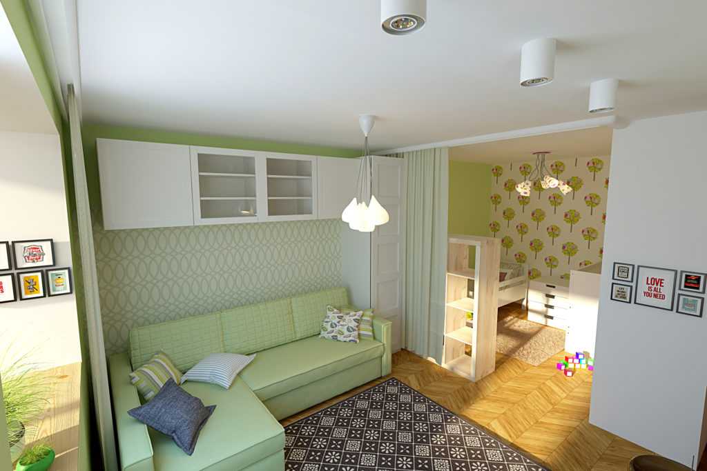 Дизайн однокомнатной квартиры для семьи с ребенком | 20 фото