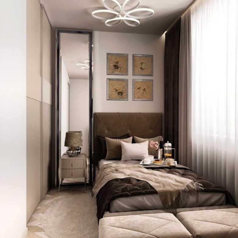 Дизайн спальни 9, 10 и 11 кв. м. (118 фото): дизайн-проект интерьера маленькой комнаты, планировка прямоугольной, квадратной и узкой спальни, идеи дизайна