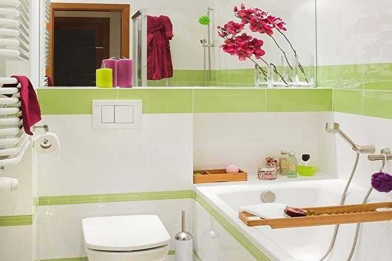 Серая плитка в ванной с яркими акцентами: современный стиль
 - 35 фото