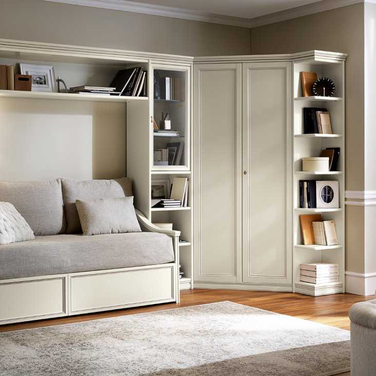 Угловые шкафы в спальню: фото и наполнение внутри, дизайн-идеи, размеры в маленькую, модульная белая мебель