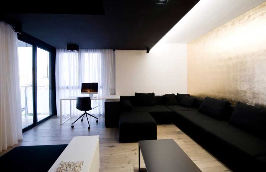 Натяжной потолок черного цвета: 70 фото в интерьере, лучшие идеи дизайна