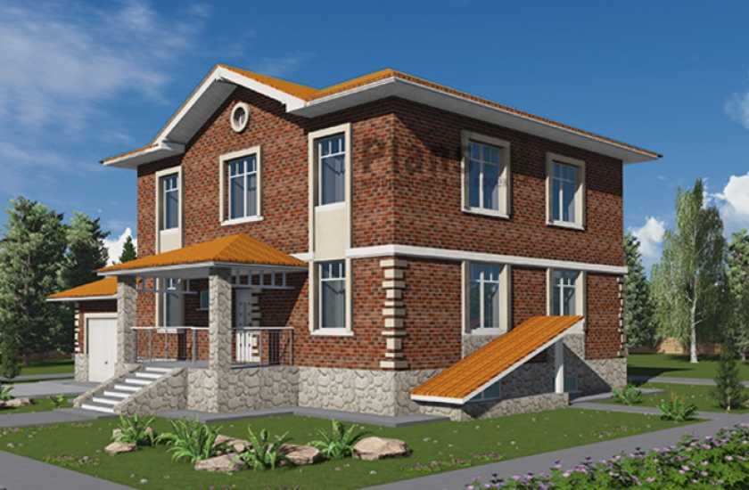 Проекты домов с цокольным этажом и мансардой: чертежи двухэтажных домов с цоколем, мансардные небольшие коттеджи