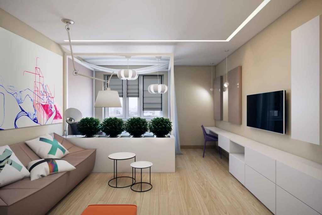Дизайн однокомнатной квартиры для семьи с ребёнком — 40 фото