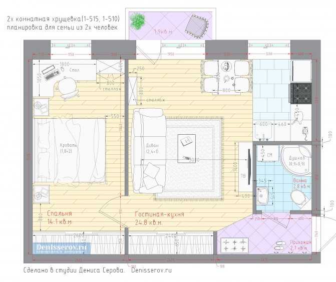 Дизайн двухкомнатной квартиры площадью 44 кв. м: идеи создания уюта
