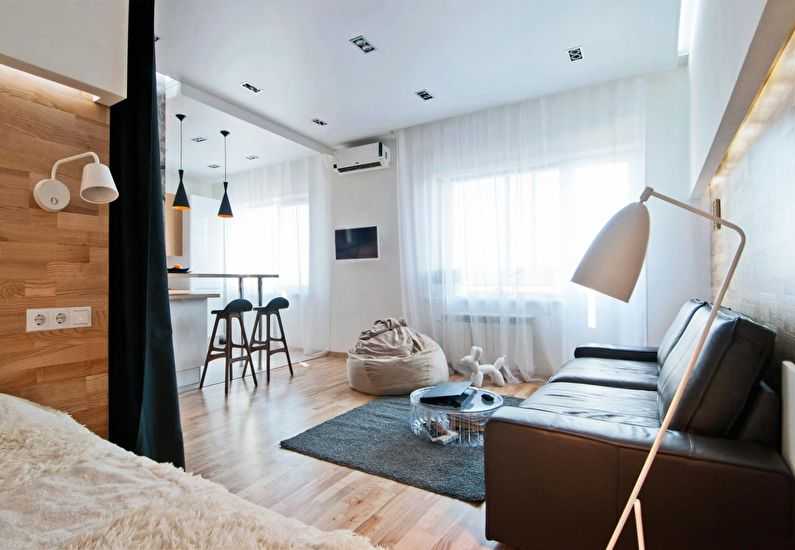 Дизайн однокомнатной квартиры площадью 40 кв.м: примеры оформления интерьера