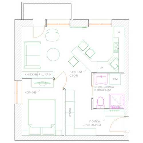 Перепланировка «хрущевки»: варианты  планировки 2-х смежных комнат