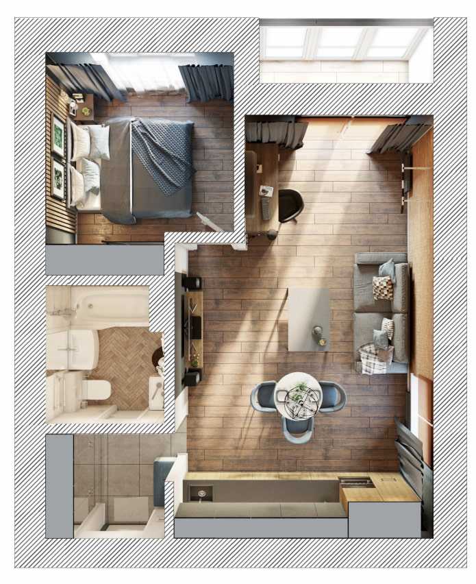 Дизайн-проект однокомнатной квартиры: 85 лучших реализаций