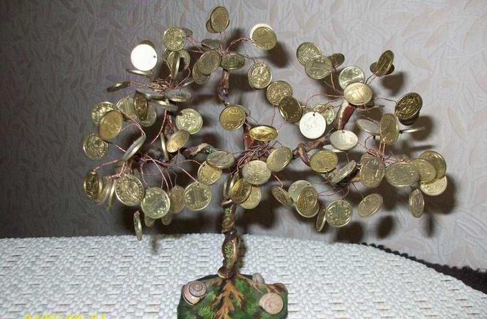 Денежное дерево своими руками из монет, бисера, купюр пошагово