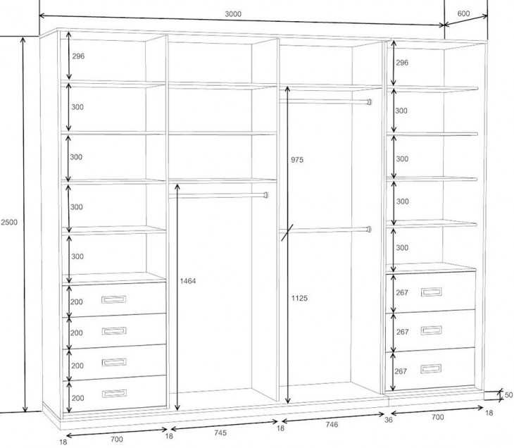 Шкаф-купе внутри в спальню с размерами (58 фото): внутреннее наполнение и дизайн угловой модели в 2 и 3 метра