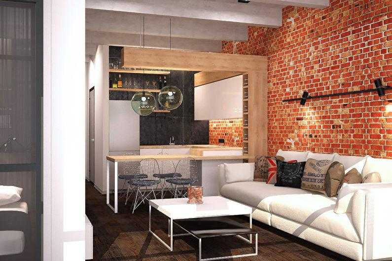 Применение стиля лофт в интерьере однокомнатных квартир