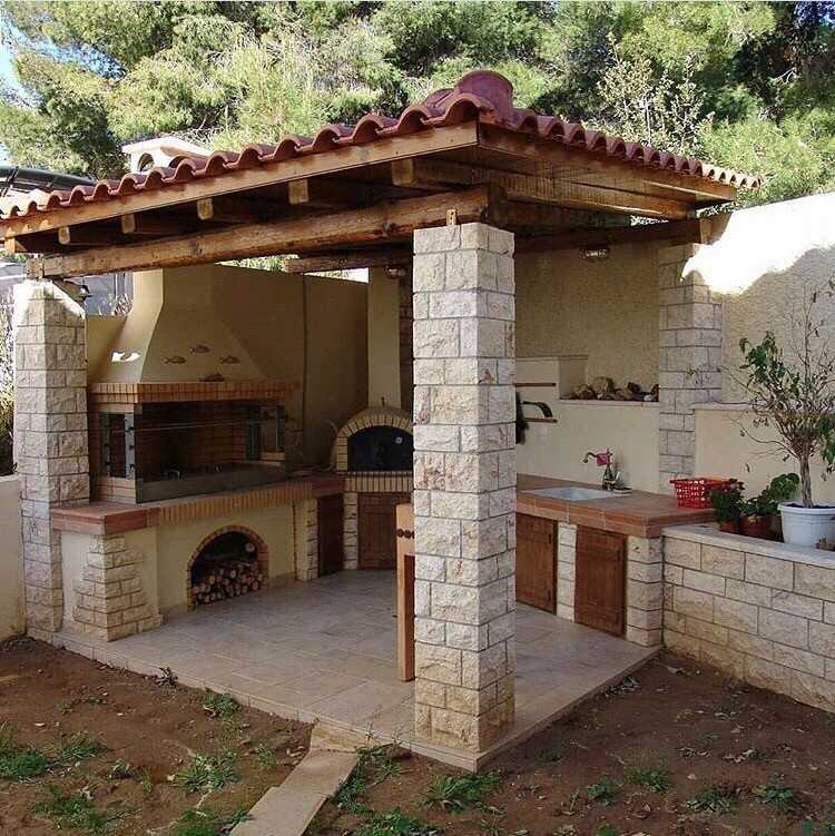 Летняя кухня на даче с барбекю мангалом: как построить