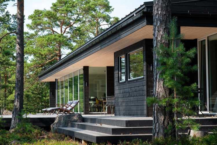 Финские одноэтажные дома из бруса с верандой, проекты, деревянный .