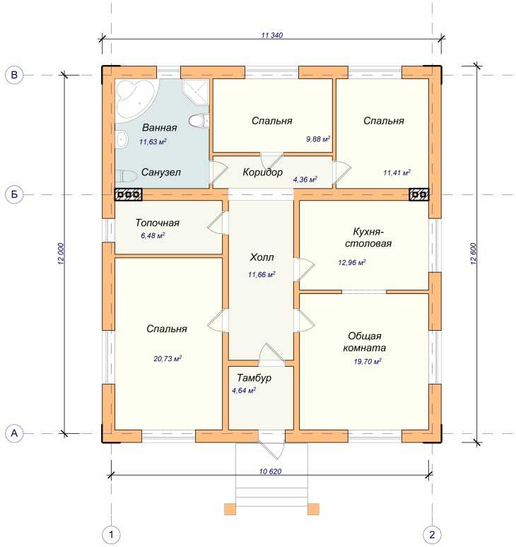 Планировки больших одноэтажных домов 10 на 12 метров: чертежи