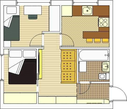 Ремонт в 2-комнатной «хрущевке» без перепланировки: дизайн интерьера двухкомнатной квартиры с проходными или смежными комнатами