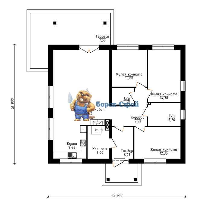Одноэтажный дом 10х10 - планировка комнат, варианты проектов