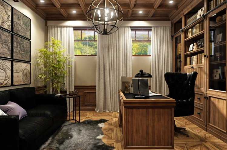 Дизайн домашнего кабинета зависит от размеров комнаты и вкусов обладателя. Каким может быть интерьер рабочего пространства в квартире и в частном доме Как обустроить комнату для мужчины Чем украсить женский кабинет