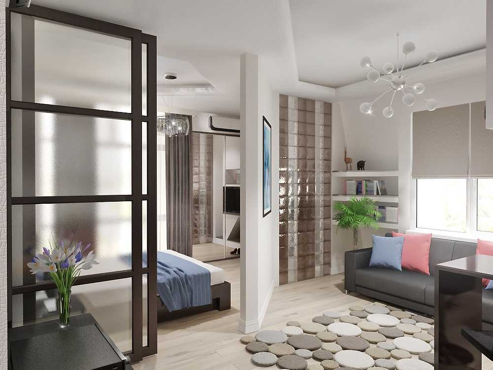 Дизайн однокомнатной квартиры с кроватью (48 фото): обустройство с двуспальной кроватью и диваном. чем можно отгородить? идеи интерьера и зонирование пространства