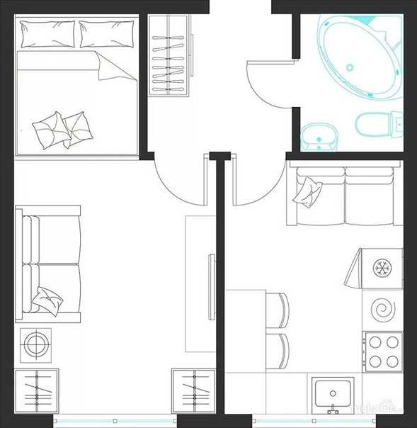 Дизайн квартиры 45 кв. м. – идеи обустройства, фото в интерьере