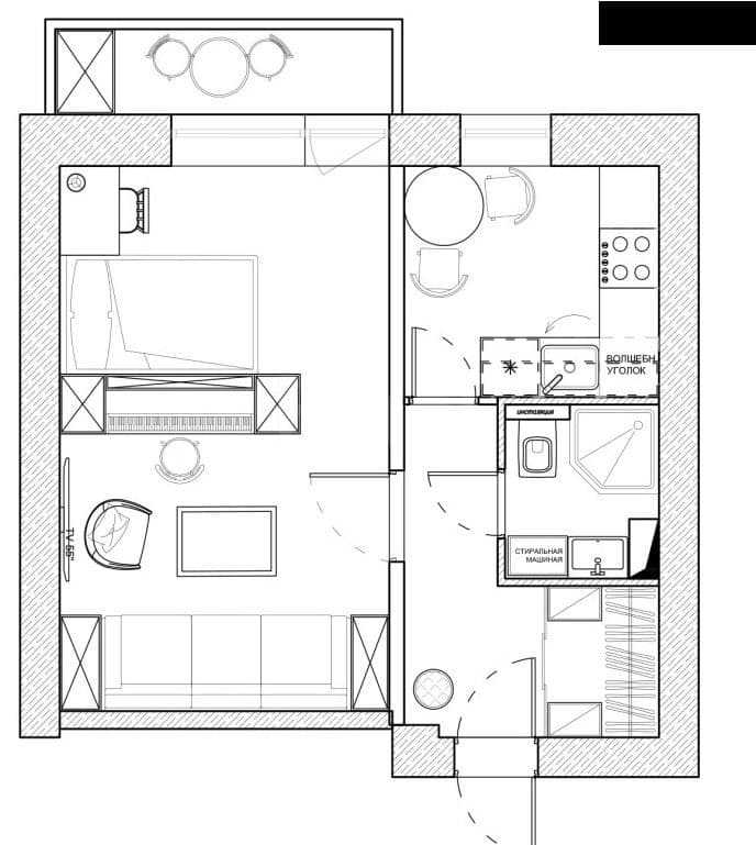 Дизайн-проект однокомнатной квартиры: 85 элегантных решений для оптимизации пространства