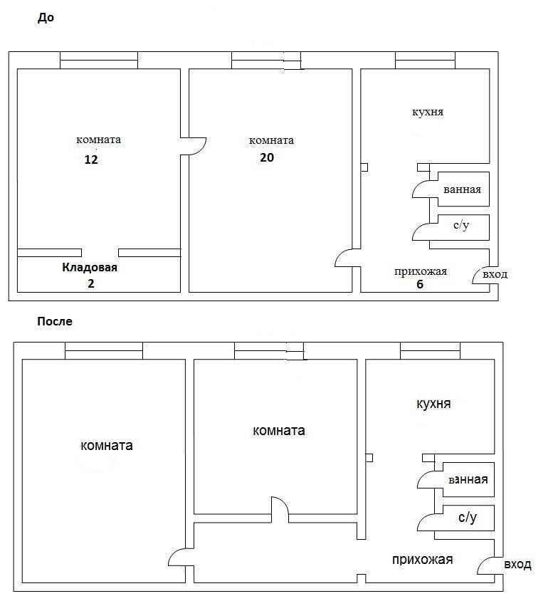 Перепланировка хрущевки: фото и схемы 1,2,3,4- комнатных