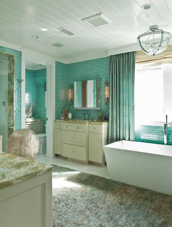 Бирюзовая плитка для ванной: стильные решения для вашего интерьера